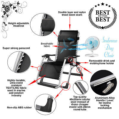 Kingsize Outdoor folding reclining garden bench chair sun lounger deck recliner