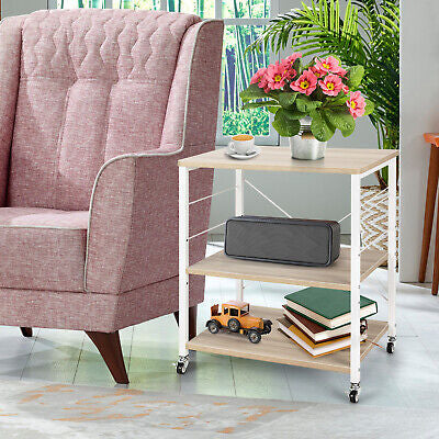3-Tier Rolling Kitchen Storage Trolley with Hooks