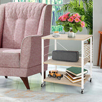 3-Tier Rolling Kitchen Storage Trolley with Hooks
