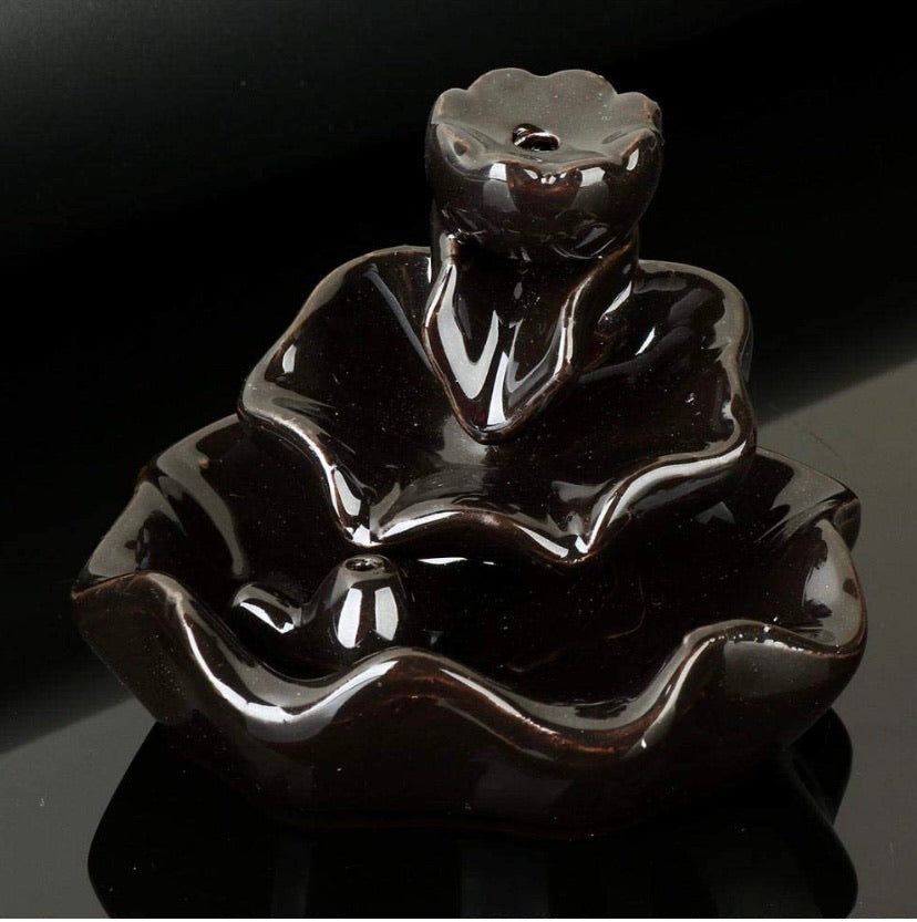 Black Ceramic Backflow Incense Burner with 10 Cones