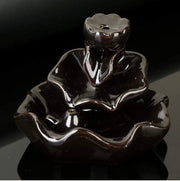 Black Ceramic Backflow Incense Burner with 10 Cones