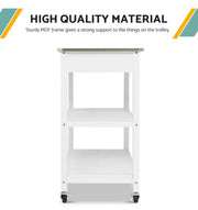 White Kitchen Trolley with Stainless-Steel Top