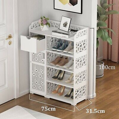 Wood-Plastic Shoe Cabinet with Drawer & Boot Compartment – 2 Colours