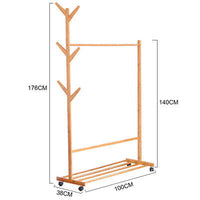 Rolling Bamboo Open Garment Rack with Shelves – 60cm or 100cm