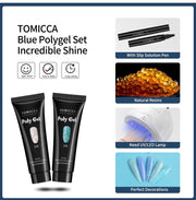 Poly UV Gel Nail Kit Nail Extension UV Builder Gel 8 Colours with Base Coat Top Coat, Slip Solution Pen (002)