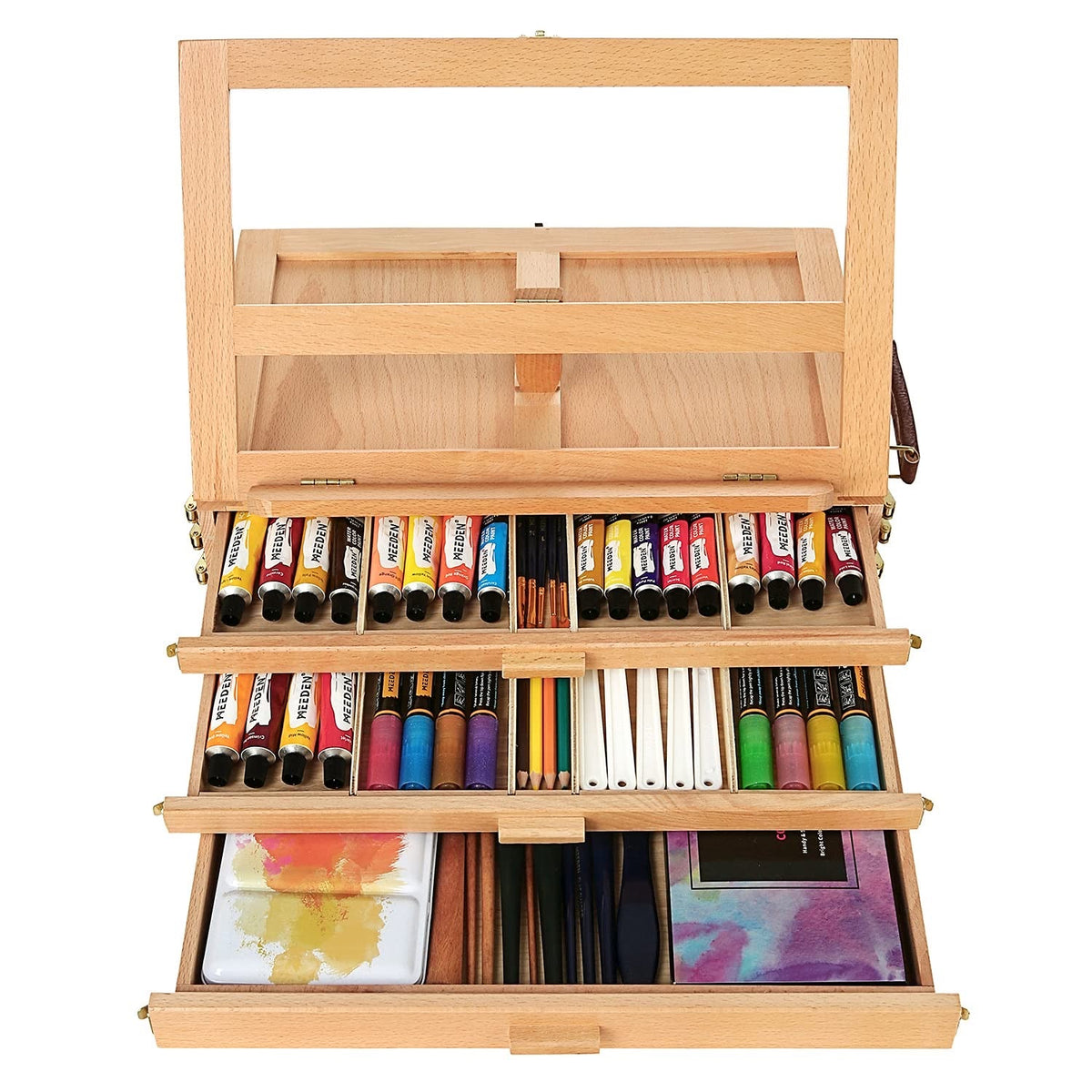 MEEDEN Artist Tabletop Sketchbox Easel- Multi-Function Adjustable Beech Wood Sketch Box Easel with 3-Drawer for PleinAir Artist, Art Students