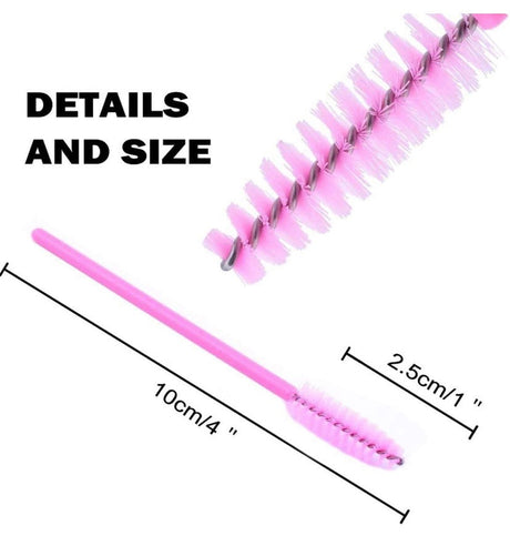 100 PCS Pink Disposable Eyelash Brushes