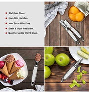 Kitchen Utensil Set - Cooking Stainless Steel Utensil Set - Kitchen Gadgets Cookware Set - Kitchen Tools Set with Soft Touch White Handles