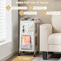 3-Tier Pegboard Rolling Storage Cart