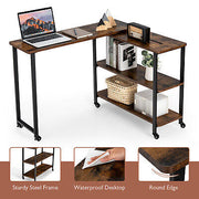 360° Rotating Mobile Sofa Side Table with Storage Shelf