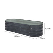 Oval Coated-Steel Raised Garden Bed – 240 × 80 × 42 cm