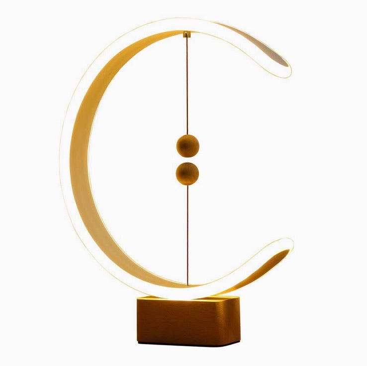 Heng Balance Lamp Switch on in mid-air USB Powered LED Table lamp Warm Eye-Care Designer Desk lamp,Contemporary Soft Light Office Modern Home Dorm Bedside Gift lamp (Wood)