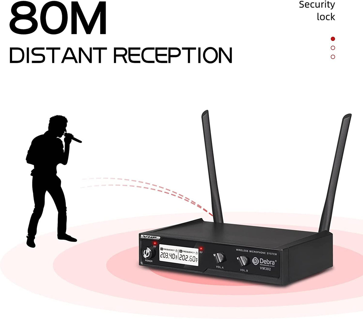 Debra VM302 Dual VHF Wireless Microphone System