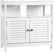 Vanity Unit Without Sink Lots of Storage Space Bathroom Cabinet with Slat Doors 2 White, MDF Panels, with Open Compartment, 60 x 30 x 60 cm