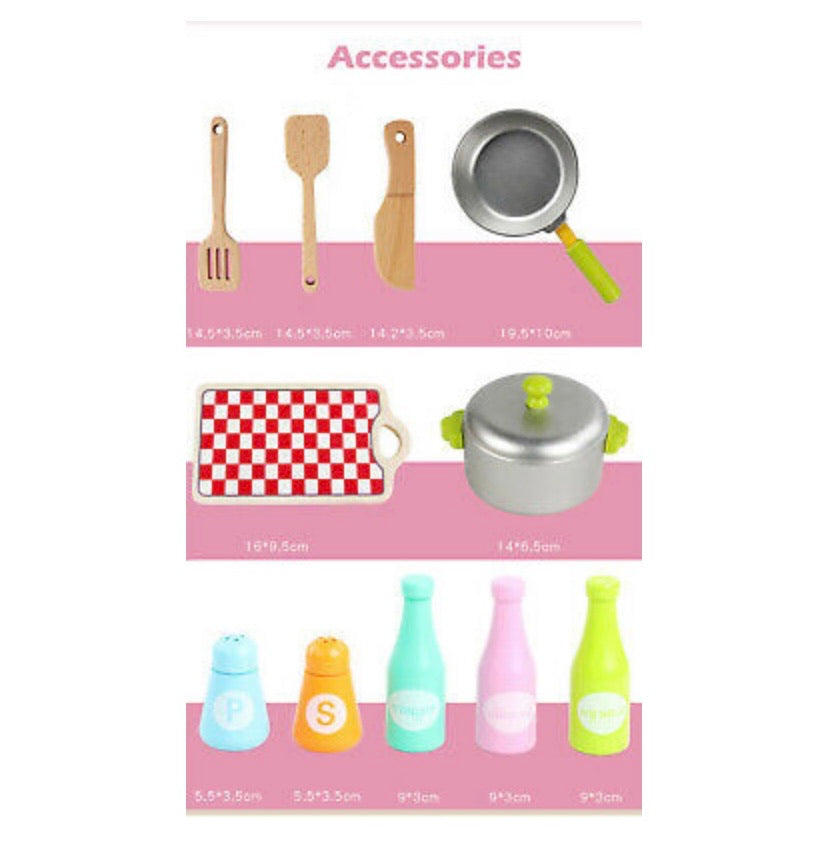 Kids Wooden Kitchen Pretend Play Set