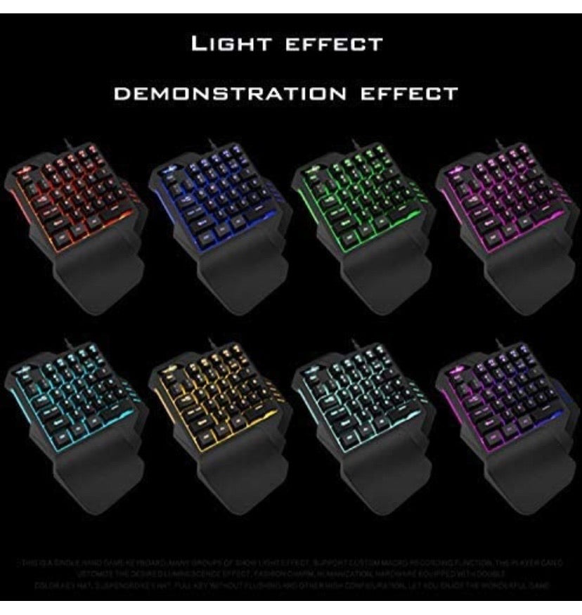 Wired Gaming One Hand Keyboard & Mouse Set