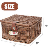 Picnic Basket for 2 Person, Durable Wicker Picnic Hamper Set, Willow Picnic Basket Accessories Plates and Utensils, Perfect Wedding, Anniversary or Birthday Gift (Green Stripe)