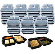 3 Compartment (10 Pack) Premium BPA Free Reusable Meal Prep Containers - Plastic Food Storage Trays with Airtight Lids - Microwavable, Freezer and Dishwasher Safe - Stackable Lunch Boxes