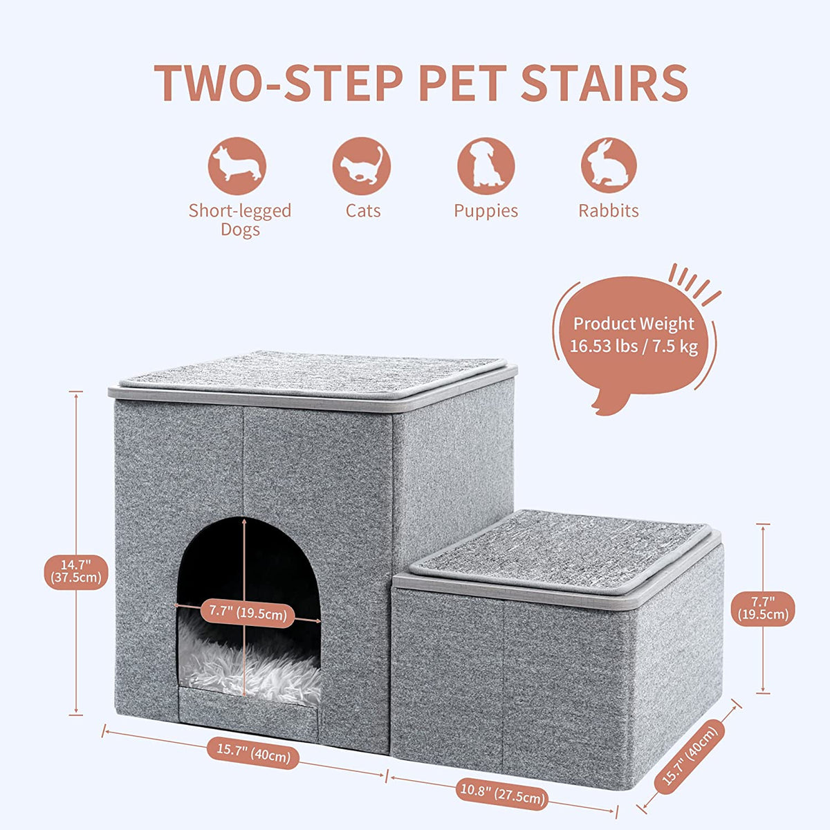 Folding Pet Steps with Built-In Toy Storage