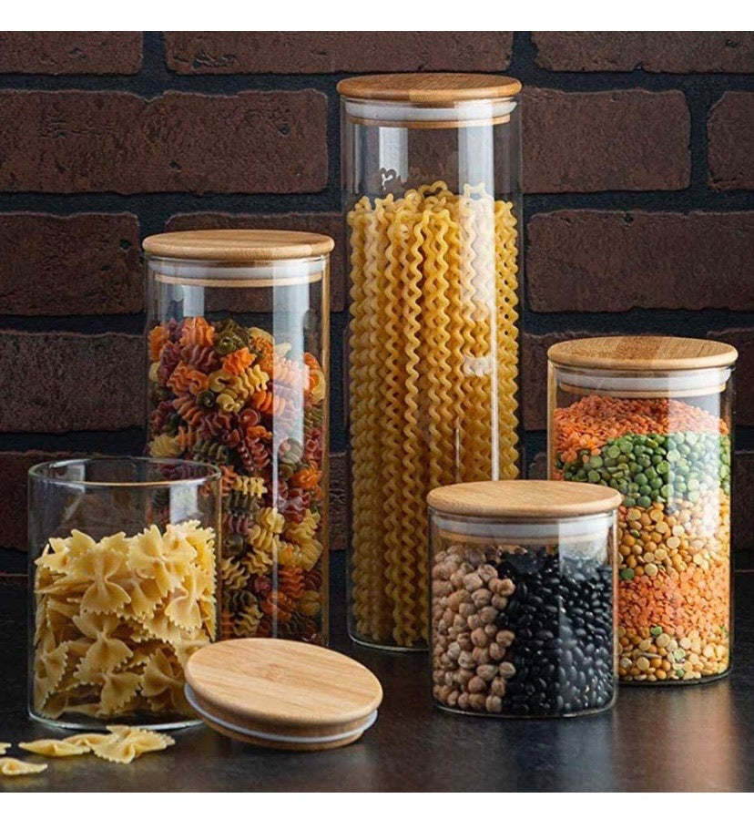 Glass Kitchen Canister Set of 5