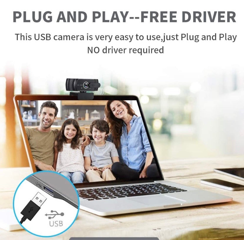 Sherry 1080p USB Webcam with Microphone, Privacy Cover & Tripod