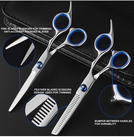 Professional Hair Cutting Kit, Xcellent Global Home Barber Salon Haircutting Thinning Hair Shears Kit with Comb and Storage Bag for Men and Women