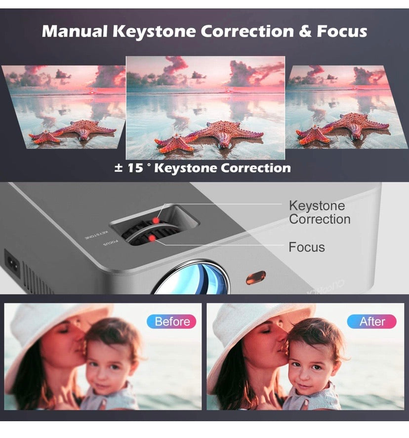 Mini Projector Portable Video Projector Home Cinema Projector 5500 Lumens Support 1080P Video 200 Inch Projection Size Compatible with HDMI / USB / VGA / SD / AV / Smartphone / Laptop /TV Box