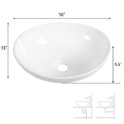 High-Gloss Oval Ceramic Countertop Basin – 41 cm