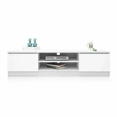 White TV Stand with 2 Doors & Storage