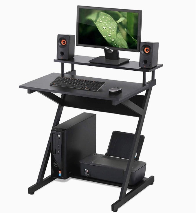 Computer Desk with Storage Shelf Modern Study Writing Table fit Working/Eating/Gaming for Small Spaces Black