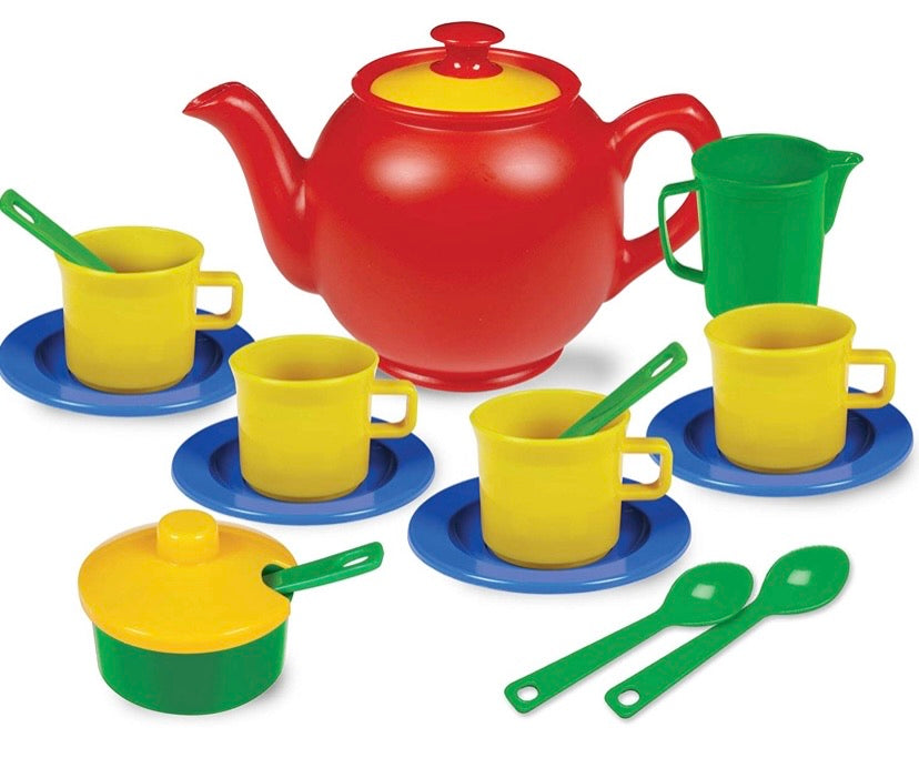 Kidzlane Play Tea Set 15+ Durable Plastic Pieces Safe and BPA Free for Children's Tea Party and Fun