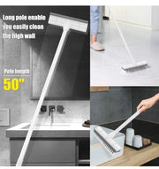 Adjustable Long-Handle Floor Scrub Brush with Scraper