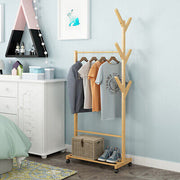 Rolling Bamboo Open Garment Rack with Shelves – 60cm or 100cm
