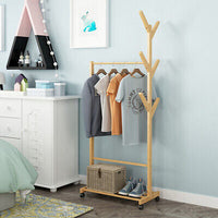 Rolling Bamboo Open Garment Rack with Shelves – 60cm or 100cm