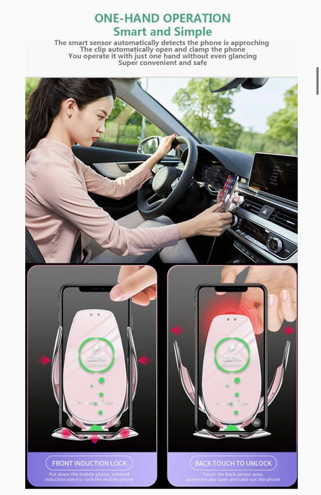 Wireless Car Charger 15W Max Fast Charging Car Mount, Infrared Sensor Auto-Clamping Smart Car Phone Holder Compatible with iPhone 11/11 Pro/11 Pro-Max/XS/X/8, LG V30/V35, Samsung Note 10/S10+/S9, Huawei P30 Pro (Black Silver)