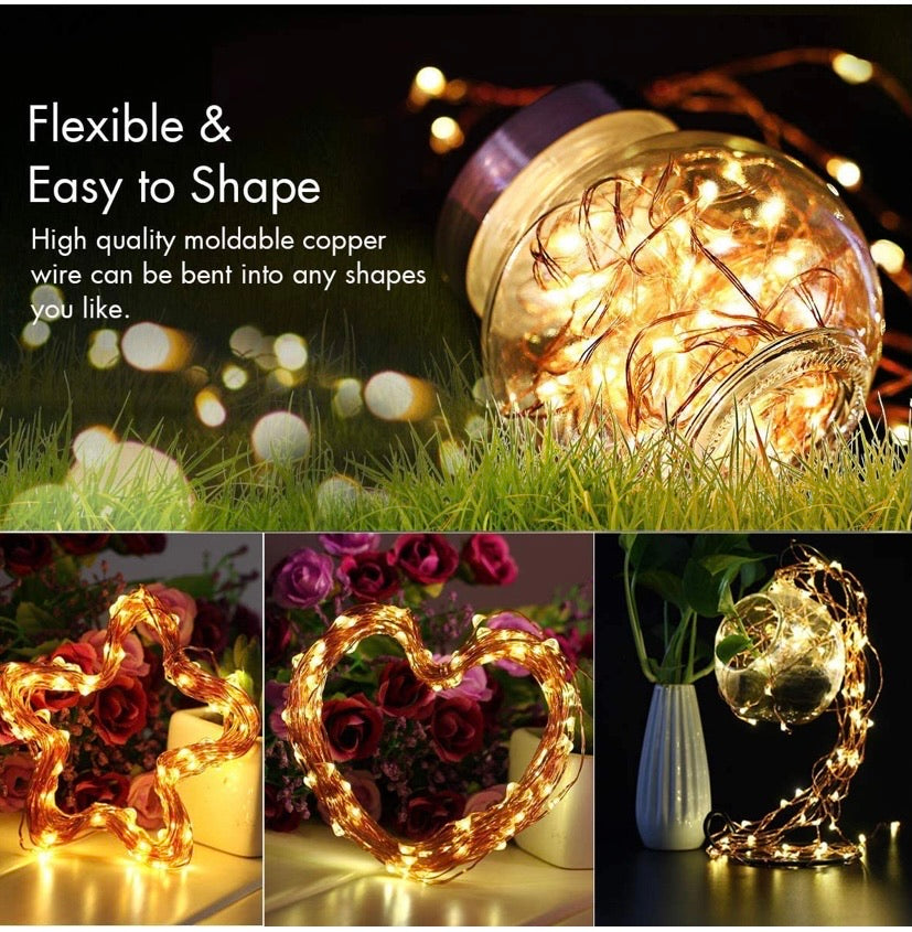 Solar String Lights Outdoor 2 Pack 120LED Solar Garden Lights Waterproof 12M/40Ft 8 Modes Indoor Fairy Lights Copper Wire Decorative Lighting for Patio, Yard, Party, Wedding (Warm White)