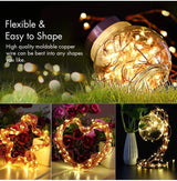 Solar String Lights Outdoor 2 Pack 120LED Solar Garden Lights Waterproof 12M/40Ft 8 Modes Indoor Fairy Lights Copper Wire Decorative Lighting for Patio, Yard, Party, Wedding (Warm White)