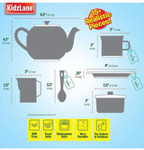 Kidzlane Play Tea Set 15+ Durable Plastic Pieces Safe and BPA Free for Children's Tea Party and Fun