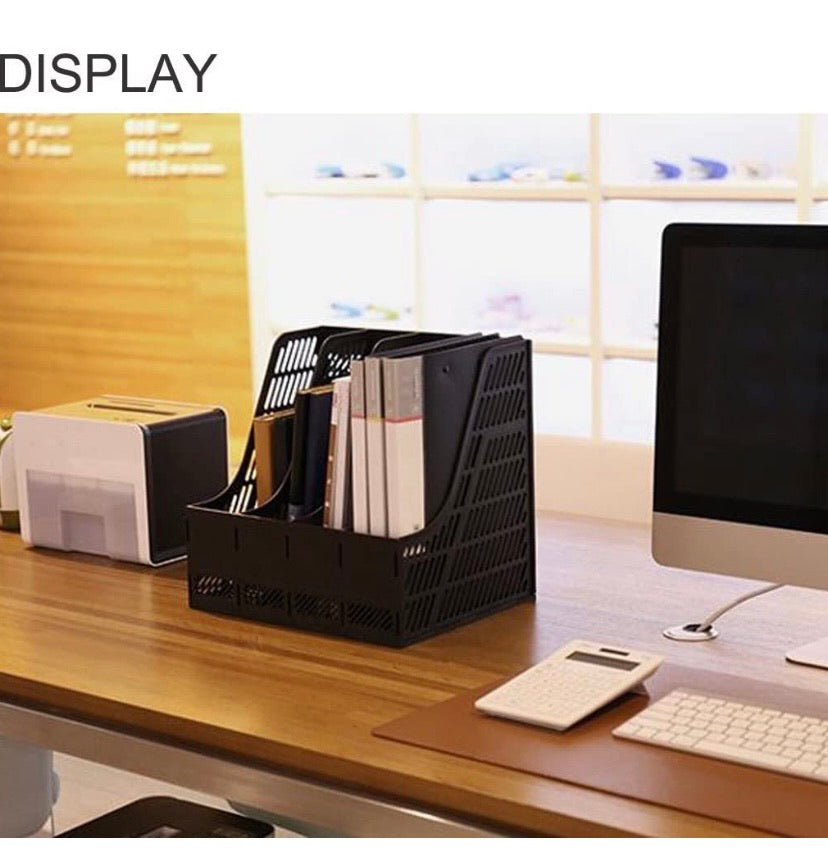 4-Compartment Desktop File & Magazine Organiser – Black