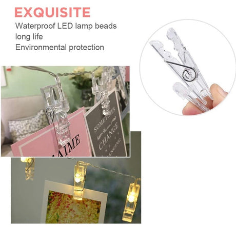 30 LED Photo Clips String Lights Battery Operated Indoor Fairy String Lights with Clips for Hanging Pictures, Cards, Artwork, Bedroom Wall Party Wedding Birthday Décor, Warm White