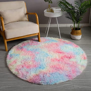 Rainbow Round Abstract Modern Soft Area Rug Grey