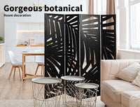 Black Paulownia-Wood 4-Panel Folding Room Divider