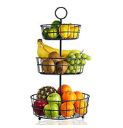 3 Tier Fruit Basket - Fresh Country Wire Basket by Regal Trunk & Co. | Three Tier Fruit Basket Stand for Storing & Organizing Vegetables, Eggs, and More | Fruit Basket for Counter or Hanging (3 Tier)