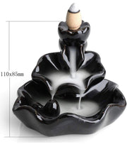 Black Ceramic Backflow Incense Burner with 10 Cones