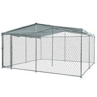 4 × 4 m Chain-Link Dog Kennel Run with Shade Cover