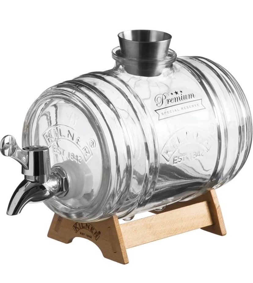 Drinks Barrel Dispenser with Wooden Stand 1Litre