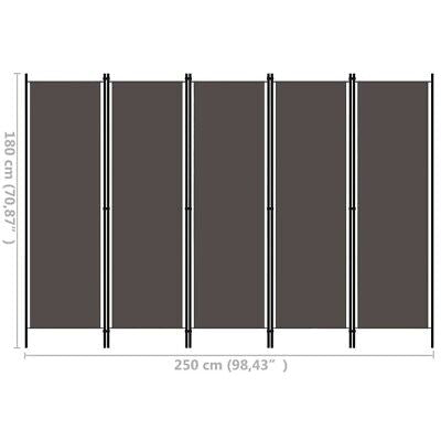 5-Panel Fabric Privacy Screen with Powder-Coated Iron Frame