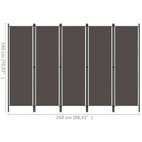 5-Panel Fabric Privacy Screen with Powder-Coated Iron Frame