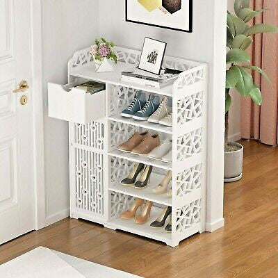 Wood-Plastic Shoe Cabinet with Drawer & Boot Compartment – 2 Colours