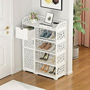Wood-Plastic Shoe Cabinet with Drawer & Boot Compartment – 2 Colours